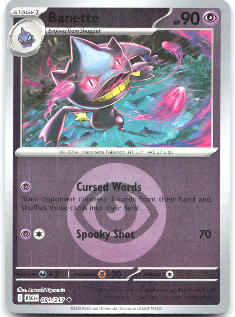 Banette Energy Symbol Pattern Reverse Holo ME Ascended Heroes 091/217 NM