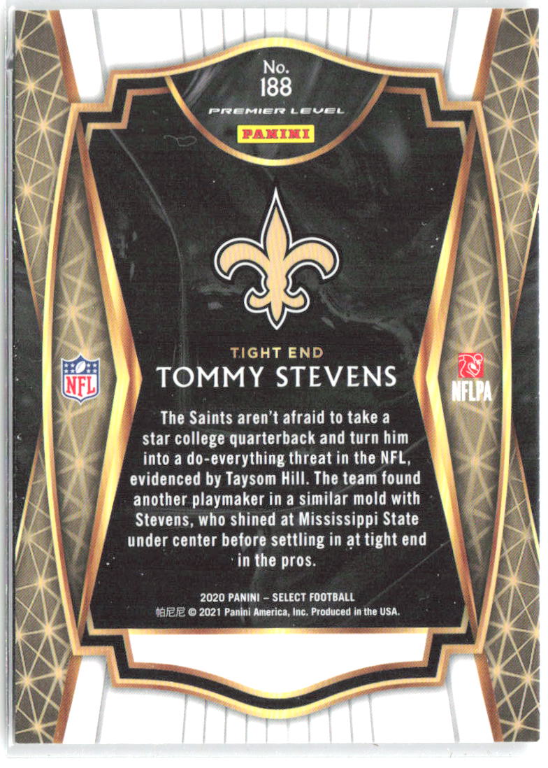 Tommy Stevens Panini Select 188 2020 New Orleans Saints RC