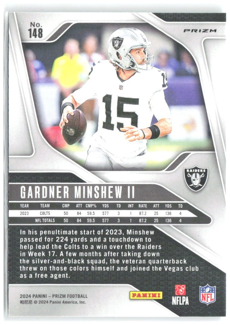 Gardner Minshew II Panini Prizm - Green 148 2024 Las Vegas Raiders