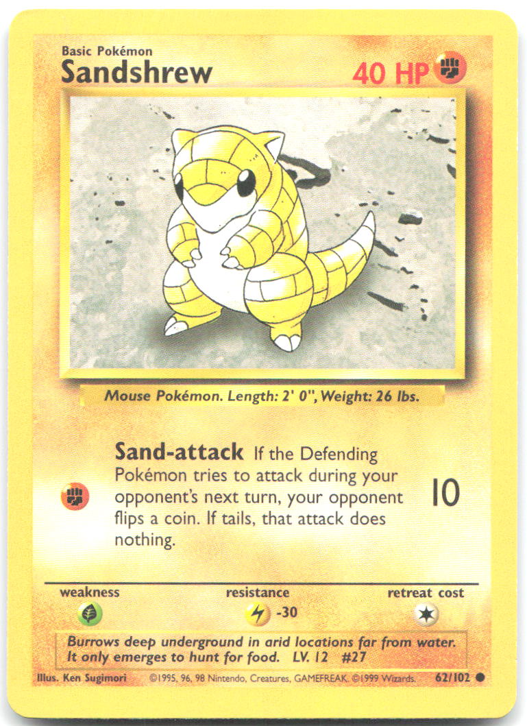 Sandshrew Common Base Set 062/102 LP Ken Sugimori