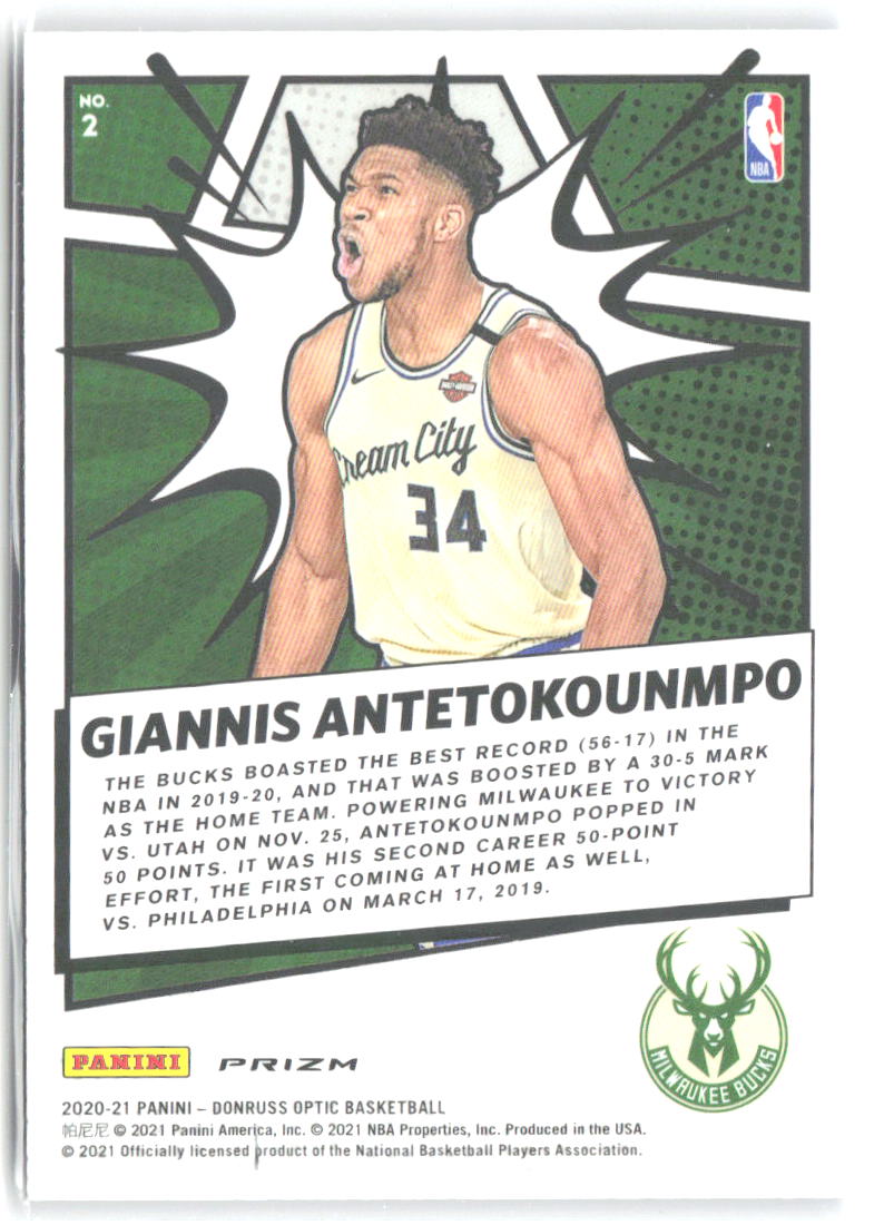 Giannis Antetokounmpo Donruss Optic - My House Purple 2 2020-21 Milwaukee Bucks