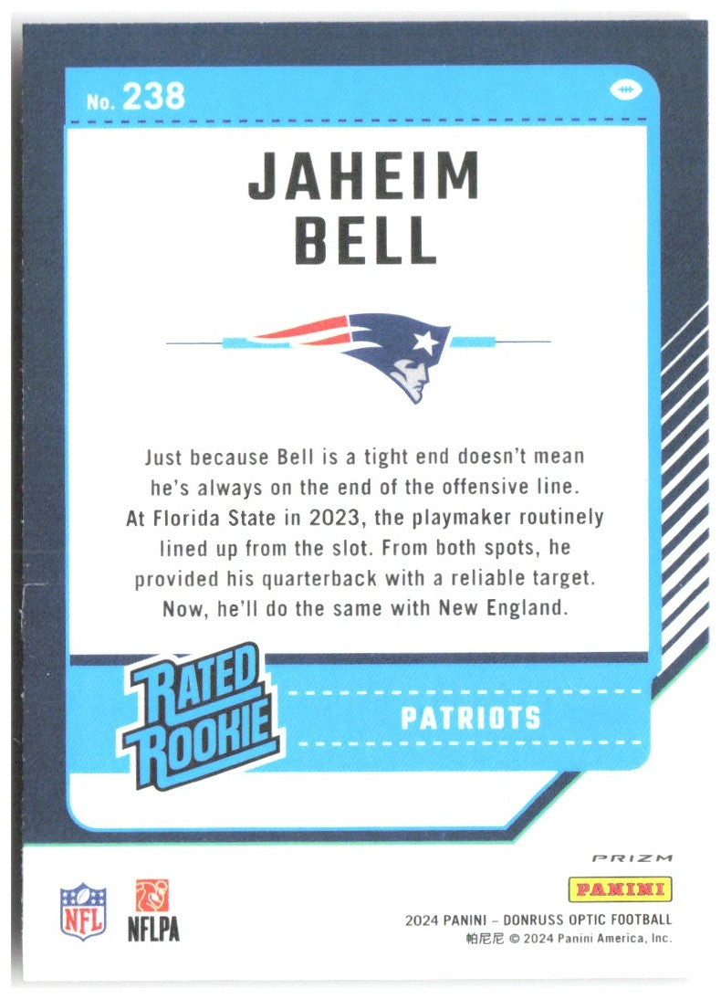 Jaheim Bell Donruss Optic - Red Mojo 238 2024 New England Patriots