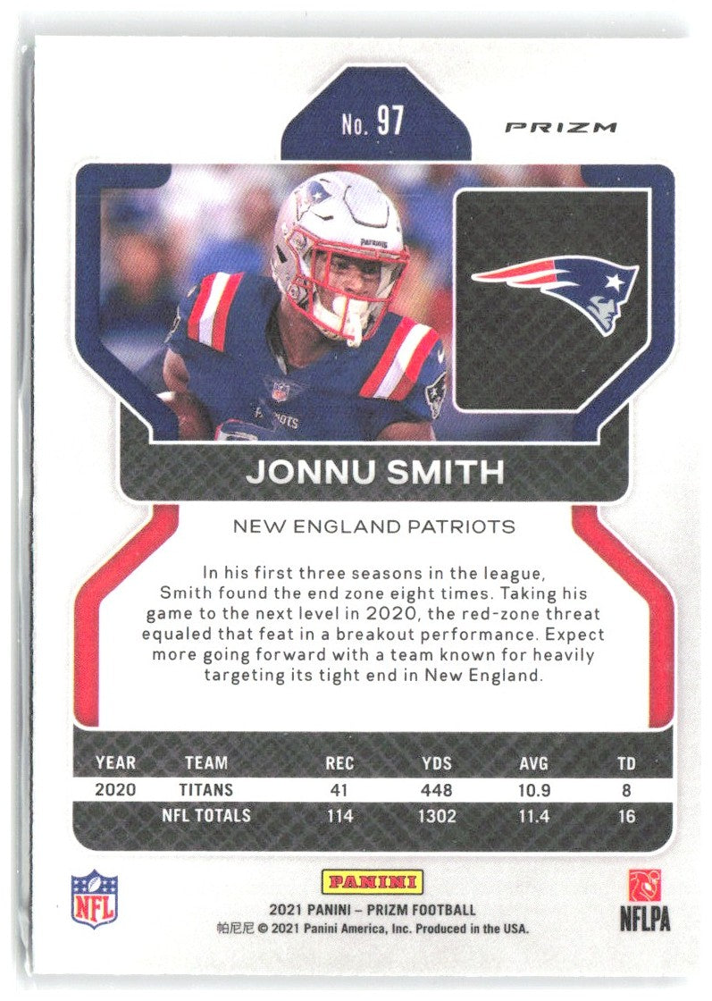 Jonnu Smith Panini Prizm - Silver 97 2021 New England Patriots