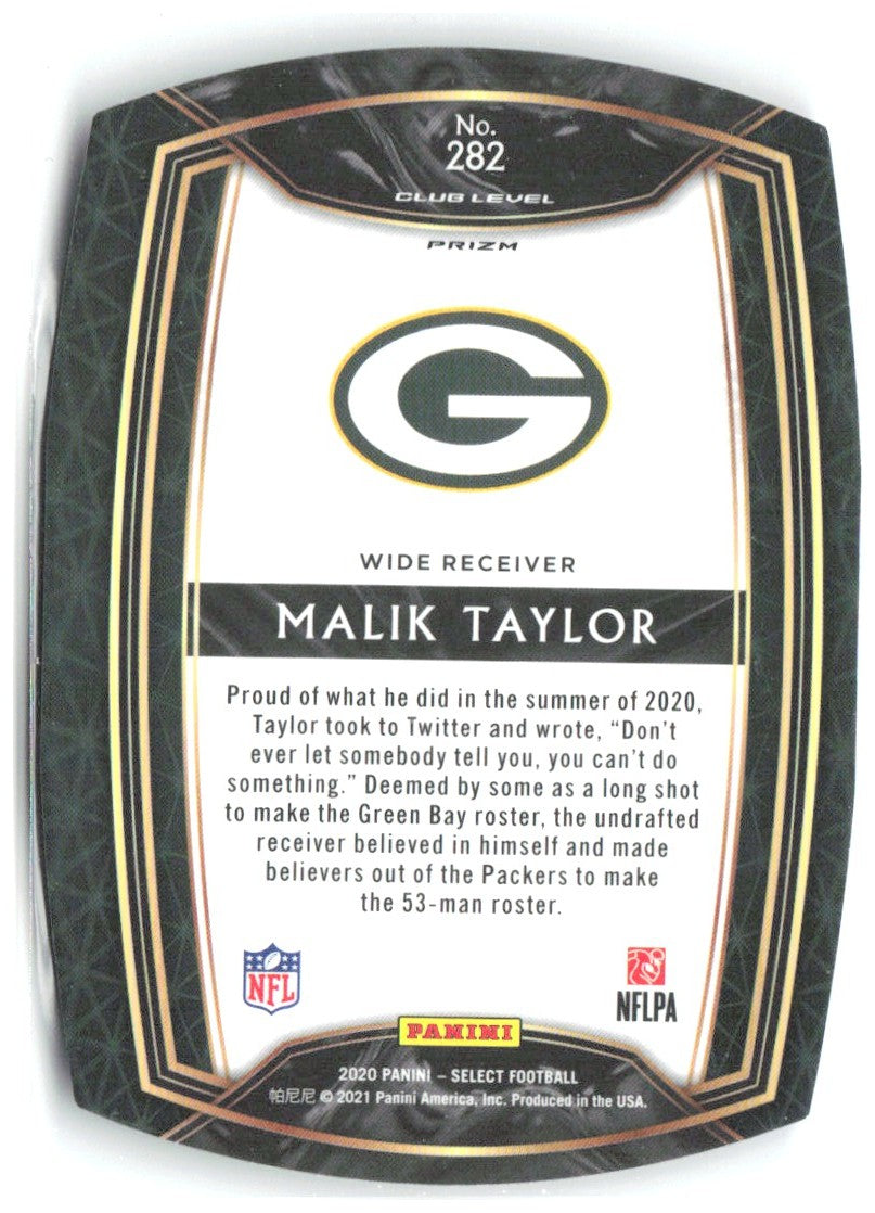Malik Taylor Panini Select - Tri-Color Prizm Die Cut 282 2020 Green Bay Packers