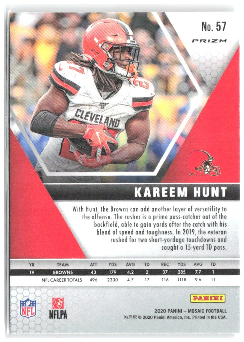 Kareem Hunt Panini Mosaic - Prizm 57 2020 Cleveland Browns