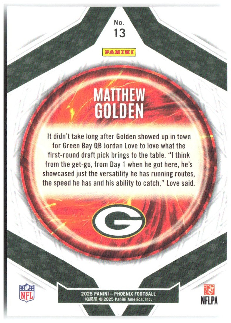 Matthew Golden Panini Phoenix - Paragon 13 2025 Green Bay Packers