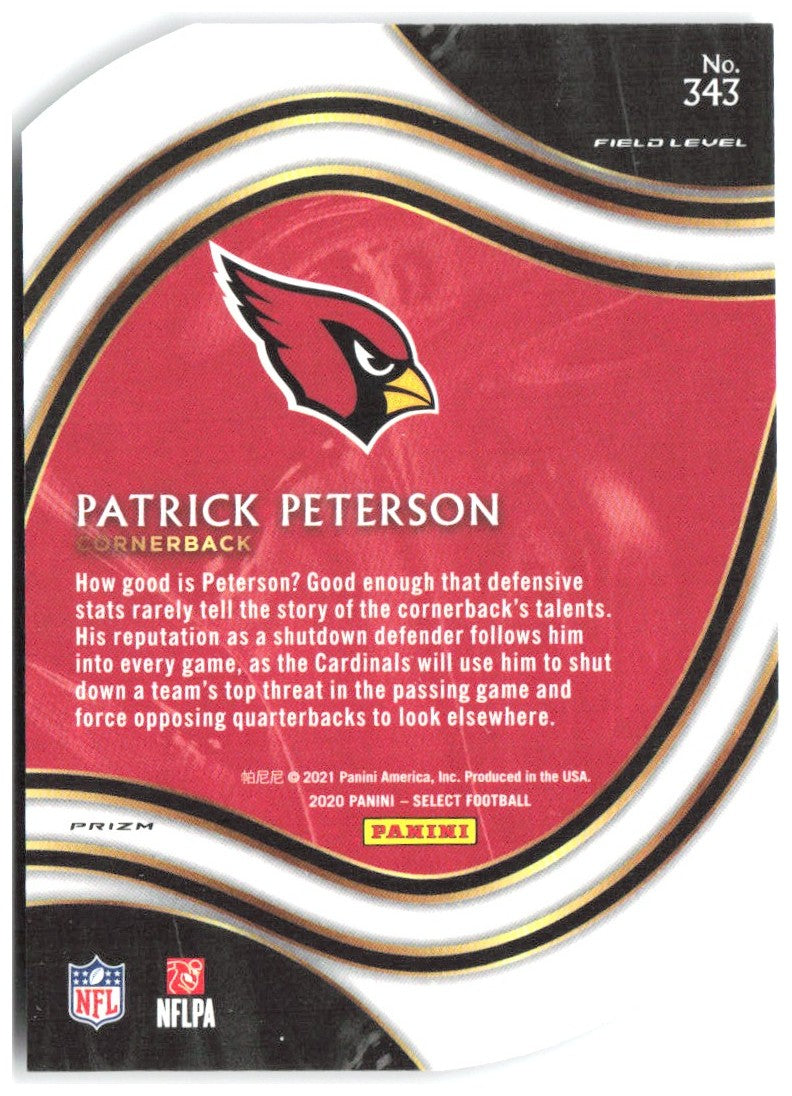 Patrick Peterson Panini Select - Purple Prizm Die Cut 343 2020 Arizona Cardinals
