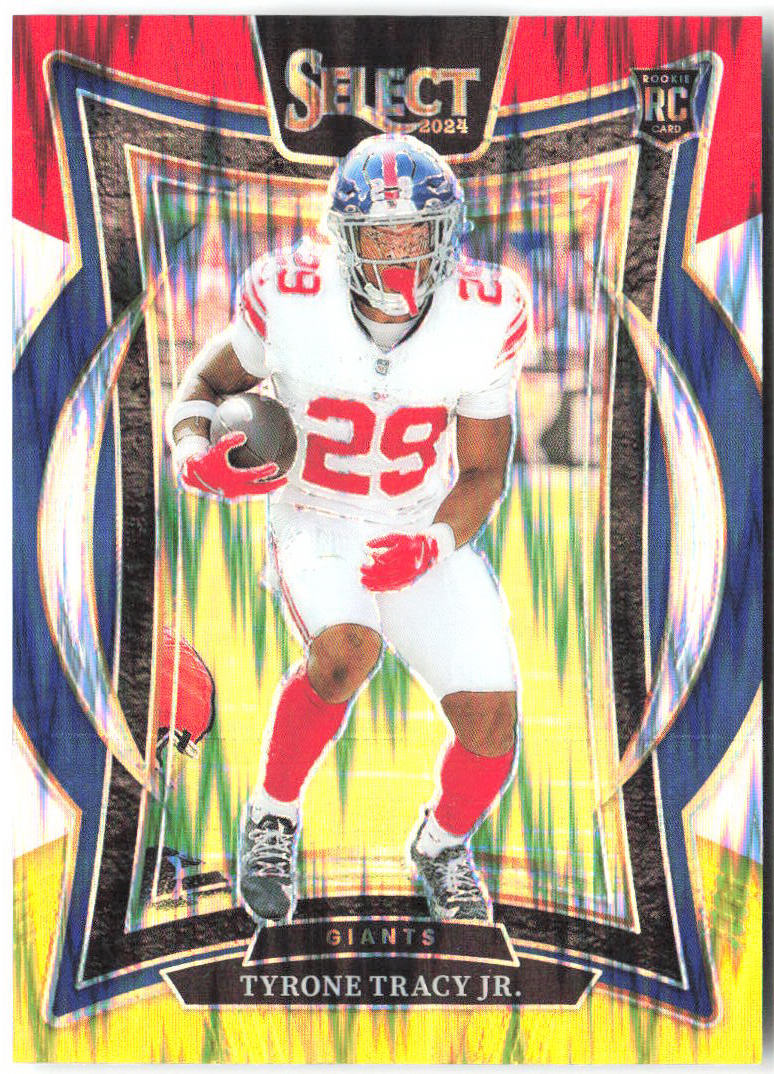 Tyrone Tracy Jr. Panini Select Red & Yellow Prizm Shock 61 2024 New York Giants
