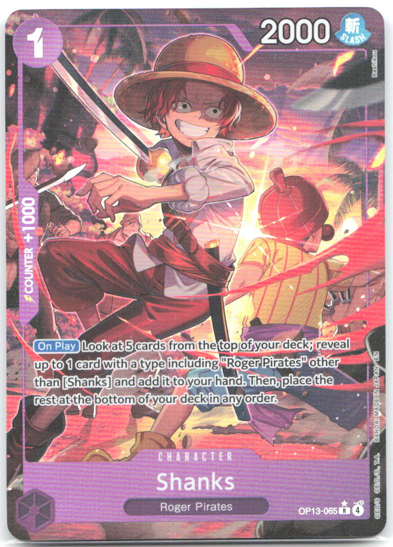 Shanks 065 Alternate Art Foil R Carrying On His Will OP13 065 NM