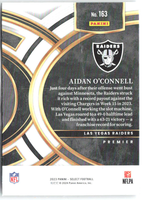 Aidan O'Connell Panini Select 163 2023 Las Vegas Raiders RC