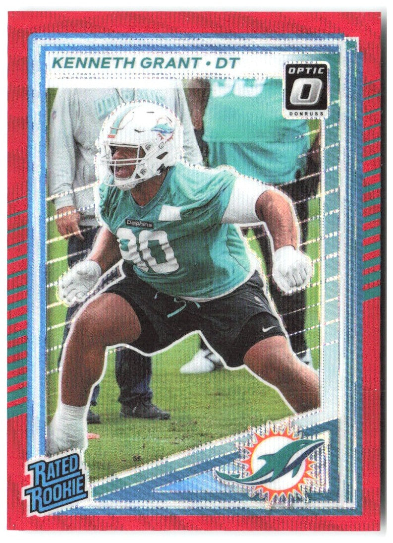 Kenneth Grant Donruss - Optic Rated Rookies Red Wave 370 2025 Miami Dolphins