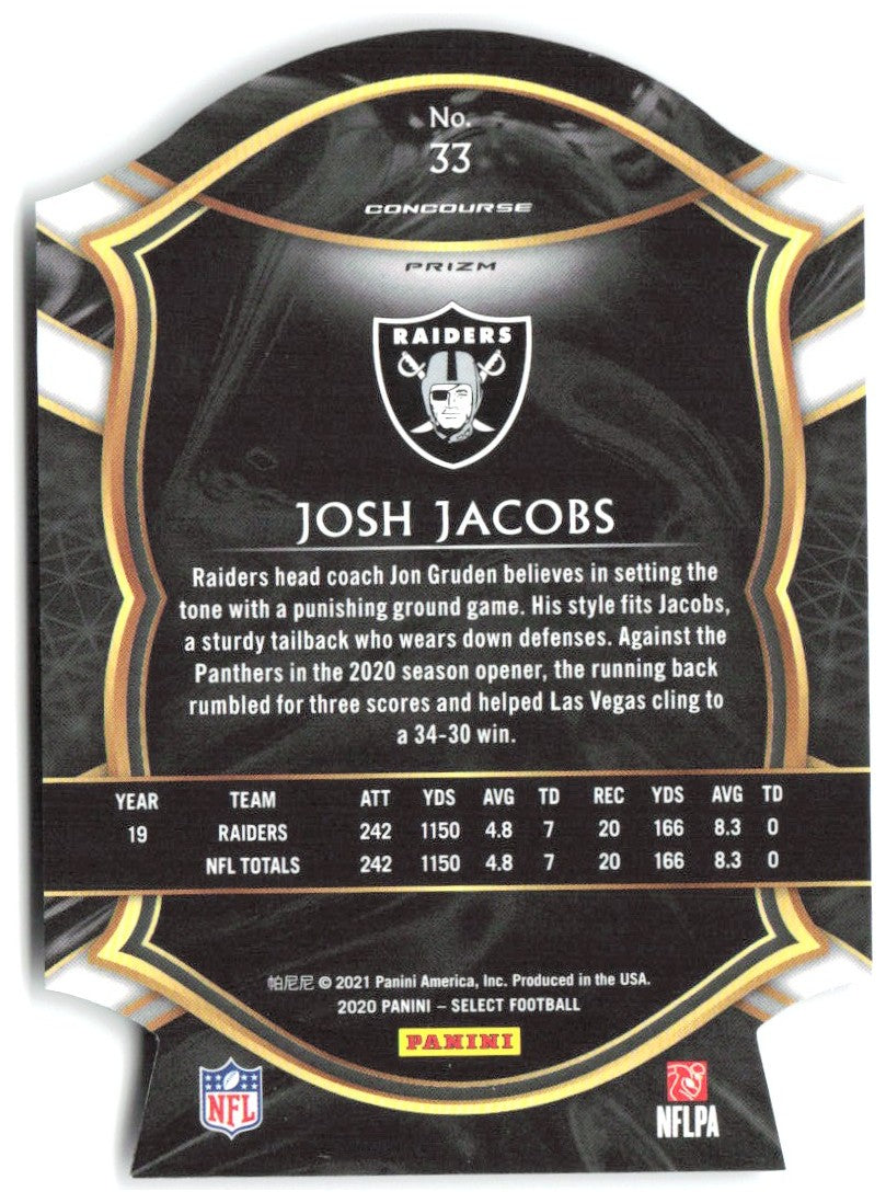 Josh Jacobs Panini Select - Purple Prizm Die Cut 33 2020 Las Vegas Raiders