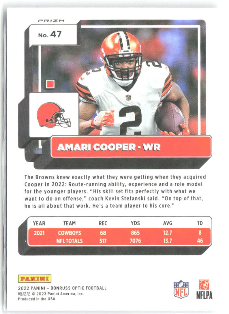 Amari Cooper Donruss Optic - Holo 47 2022 Cleveland Browns