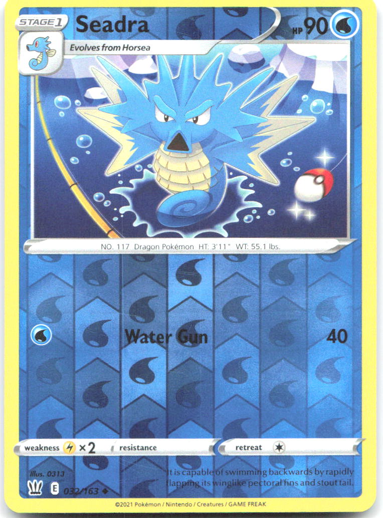 Seadra Reverse Holo Uncommon SWSH05 Battle Styles 032/163 NM 0313