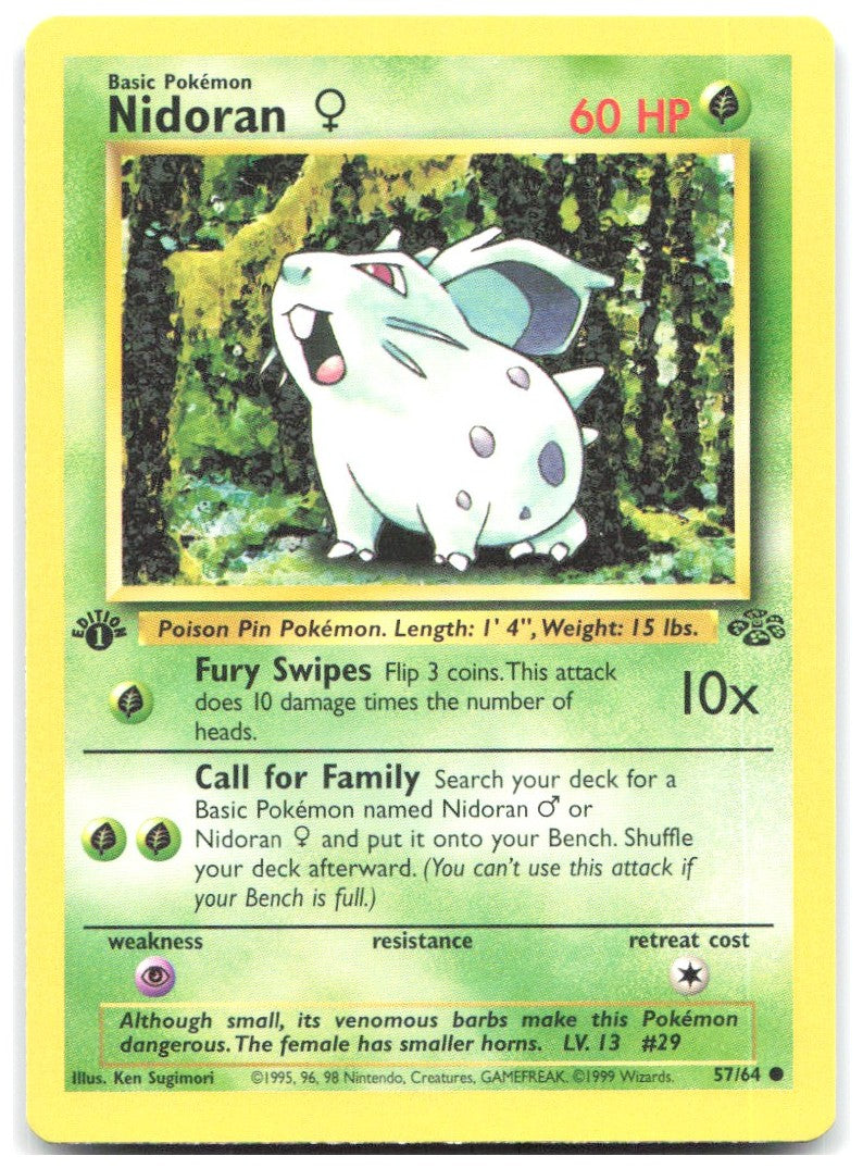 Nidoran F 1st Edition Common Jungle 57/64 NM Ken Sugimori