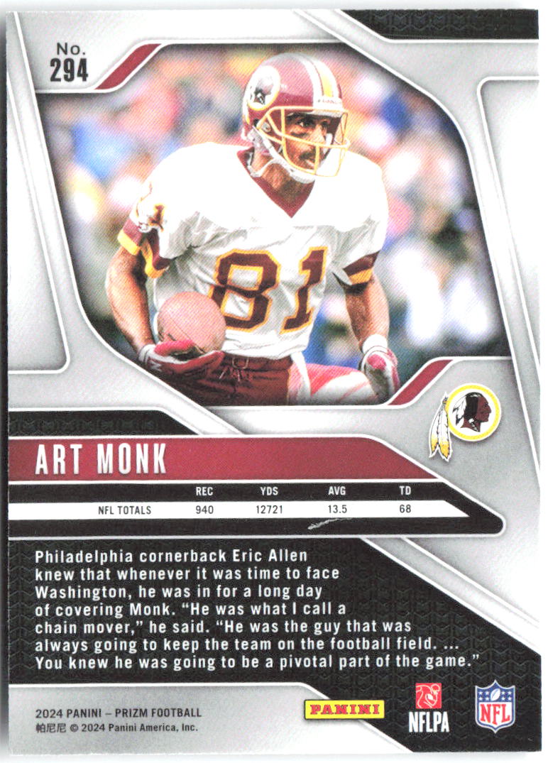 Art Monk Panini Prizm 294 2024 Washington Redskins