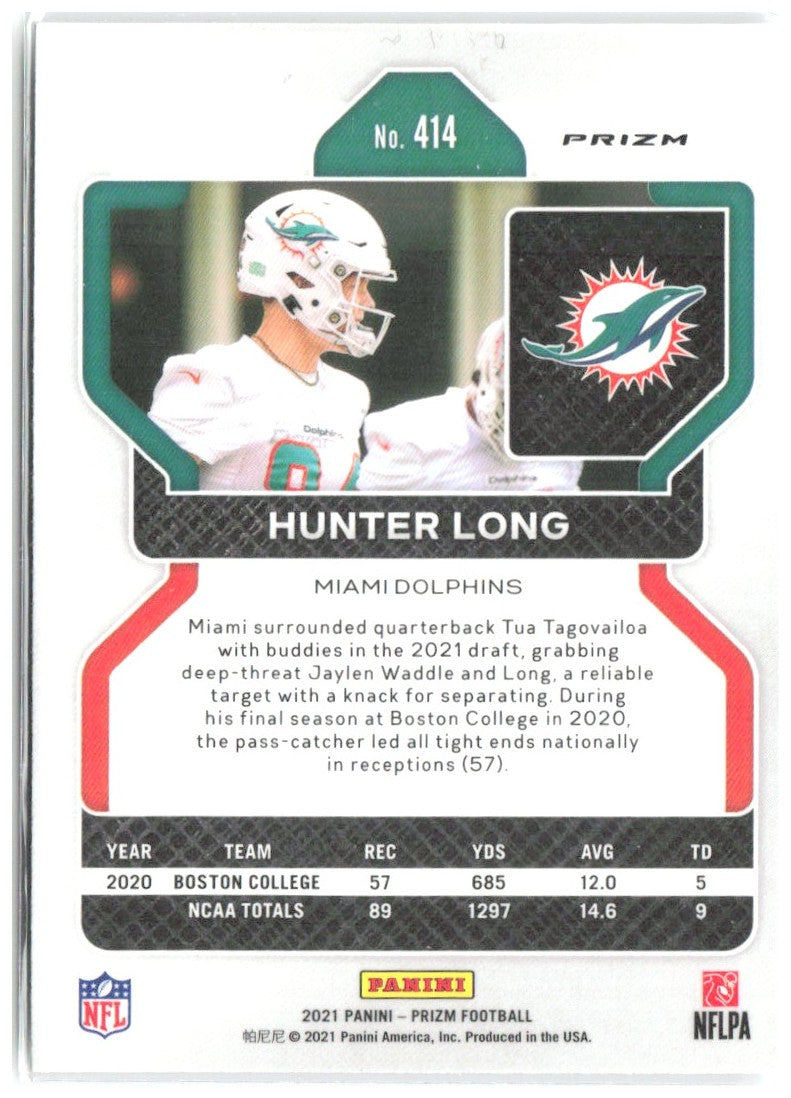 Hunter Long Panini Prizm - Silver 414 2021 Miami Dolphins