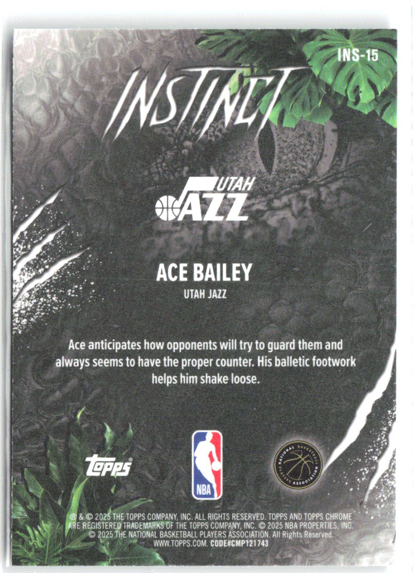Ace Bailey Topps Chrome - Instinct INS-15 2025-26 Utah Jazz