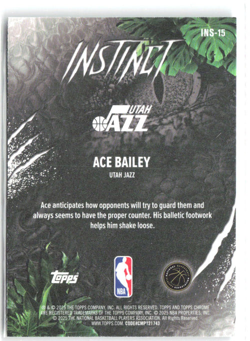 Ace Bailey Topps Chrome - Instinct INS-15 2025-26 Utah Jazz