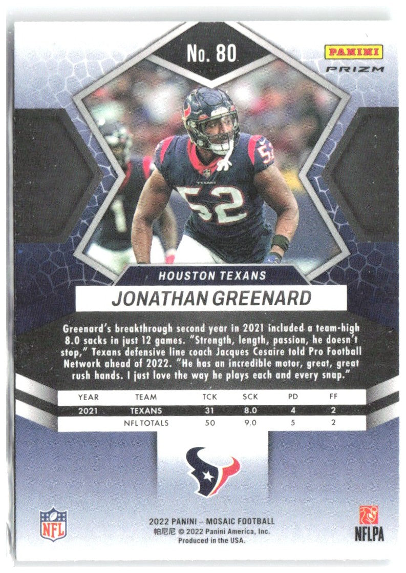 Jonathan Greenard Panini Mosaic - Mosaic Green 80 2022 Houston Texans