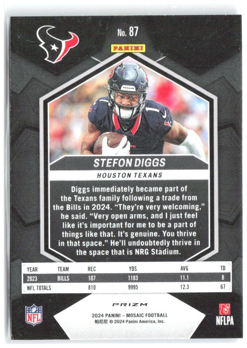 Stefon Diggs Panini Mosaic - Mosaic Reactive Blue 87 2024 Houston Texans