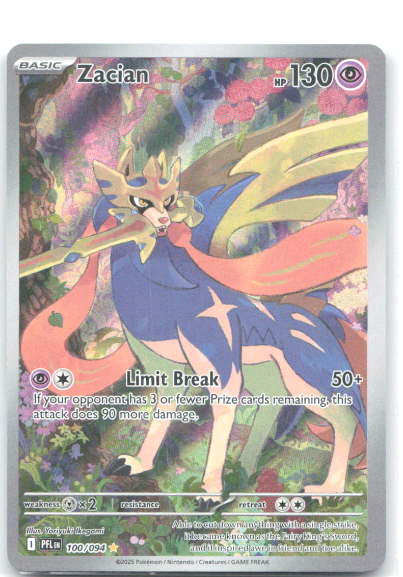 Zacian Holo Illustration Rare ME02 Phantasmal Flames 100/094 NM Yoriyuki Ikegami