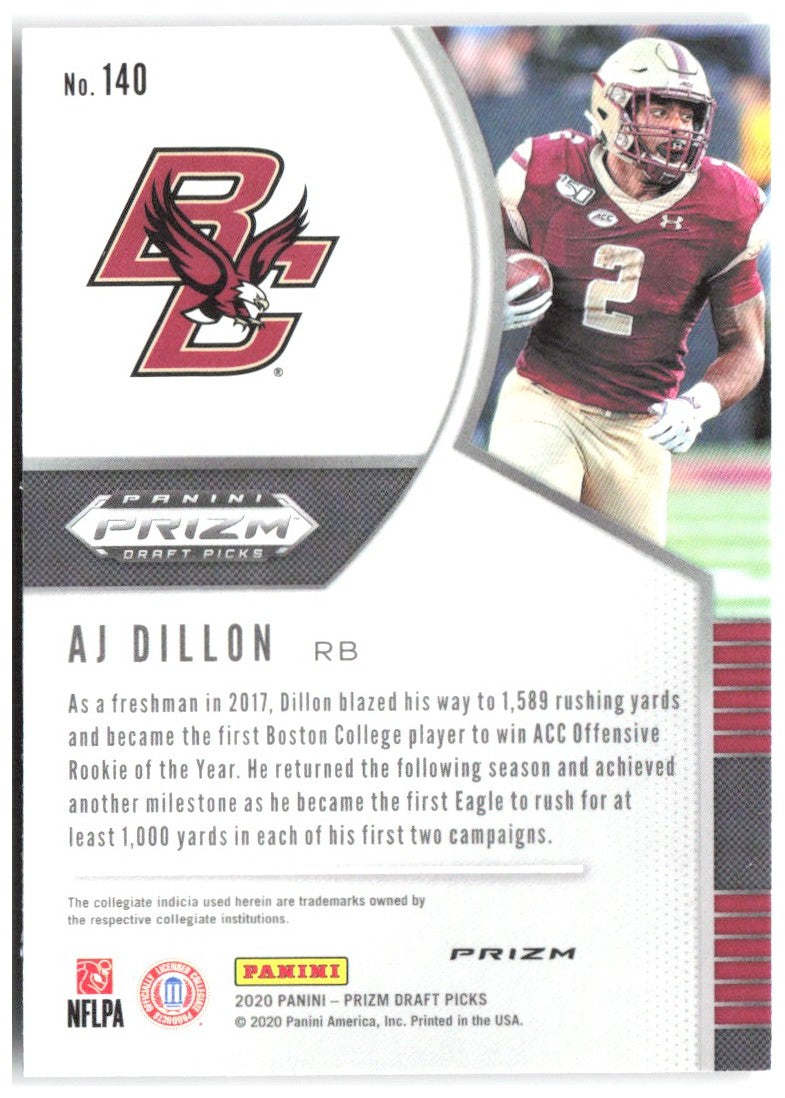 AJ Dillon Panini Prizm Draft Picks - Prizms Red 140 2020 Boston College Eagles