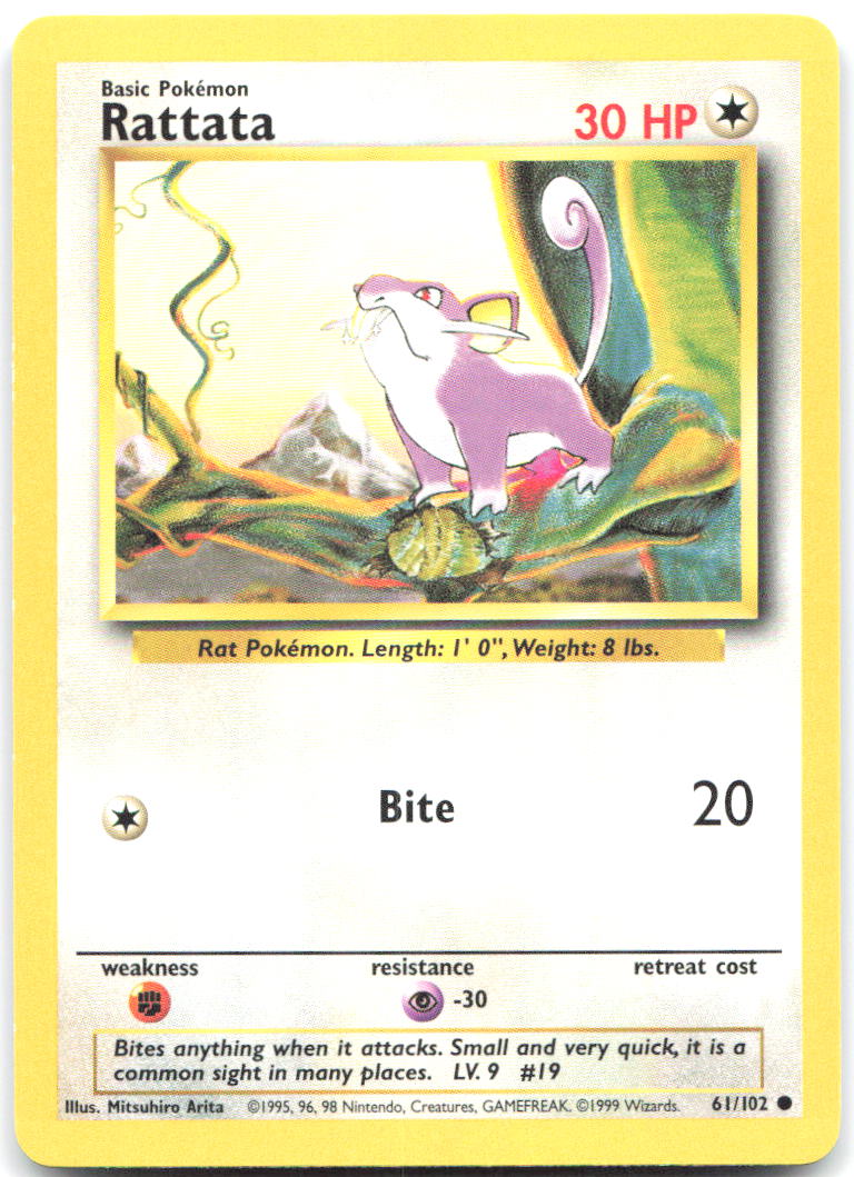 Rattata Common Base Set 061/102 LP Mitsuhiro Arita