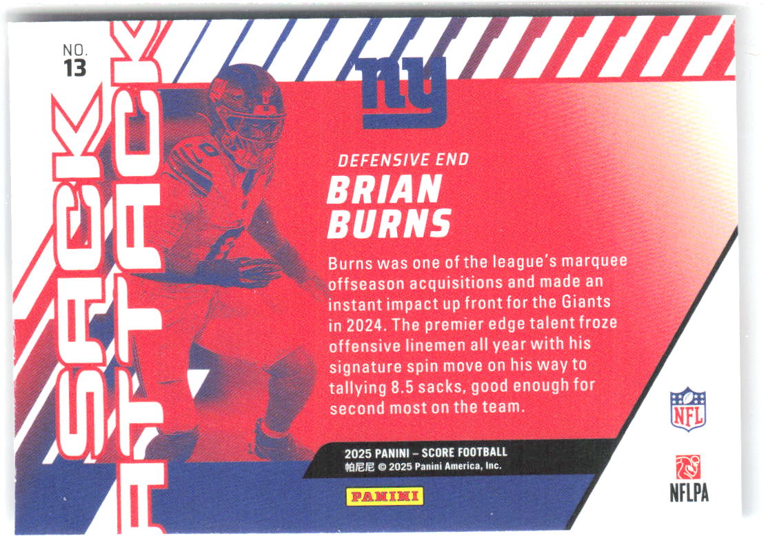 Brian Burns Score - Sack Attack 13 2025 New York Giants