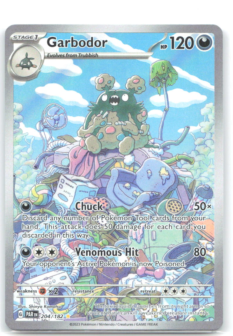 Garbodor Holo Illustration Rare SV04 Paradox Rift 204/182 NM Shinya Komatsu