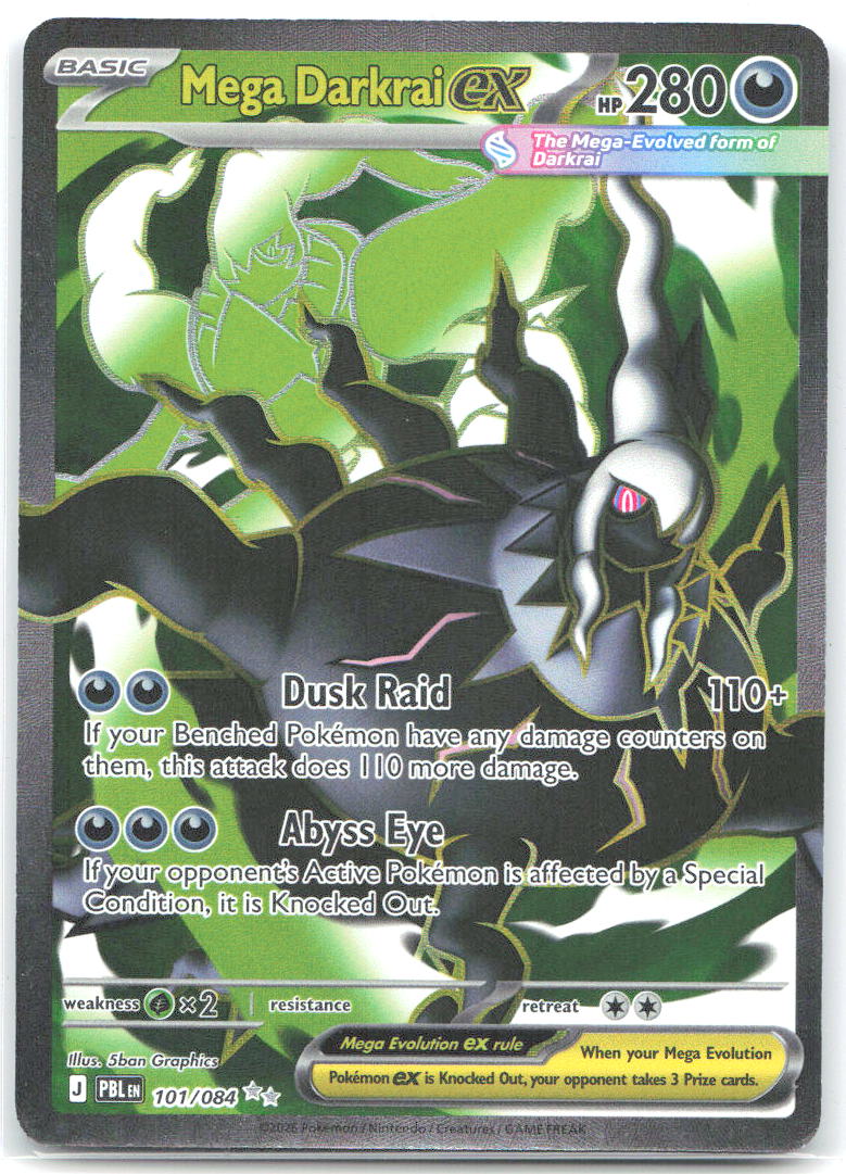 Mega Darkrai ex Holo Ultra Rare ME05: Pitch Black 101/084 NM 5ban Graphics