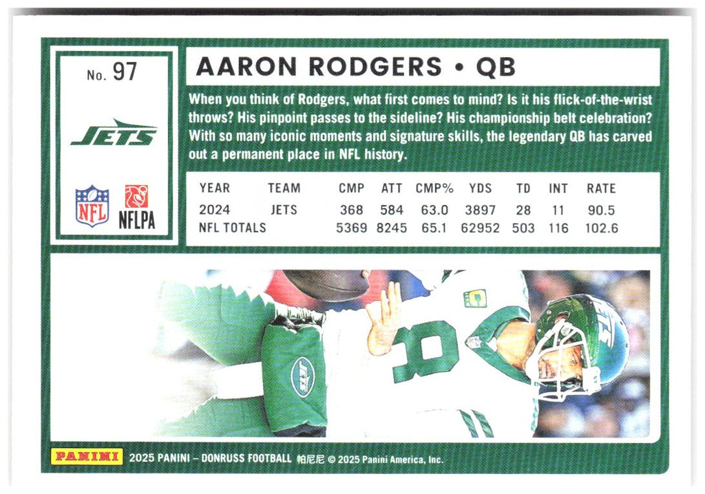Aaron Rodgers Donruss - Press Proofs Red 97 2025 New York Jets