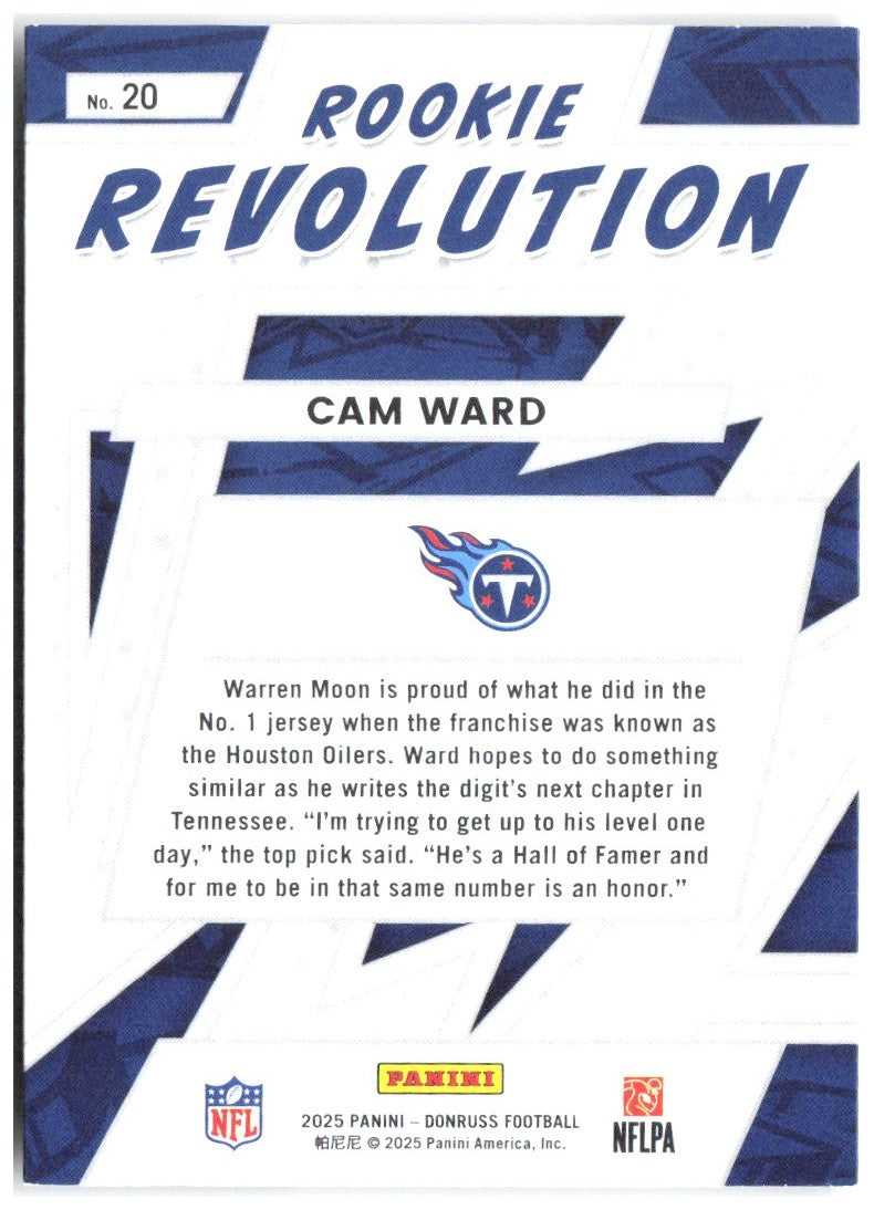 Cam Ward Donruss - Rookie Revolution 20 2025 Tennessee Titans