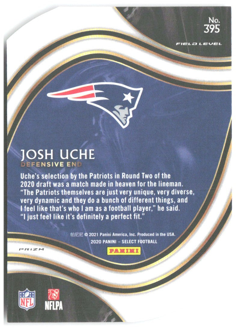 Josh Uche Panini Select - Purple Prizm Die Cut 395 2020 New England Patriots