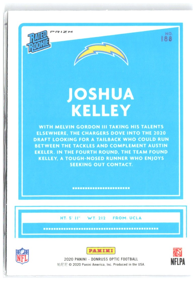 Joshua Kelley Donruss Optic - Blue Scope 188 2020 Los Angeles Chargers