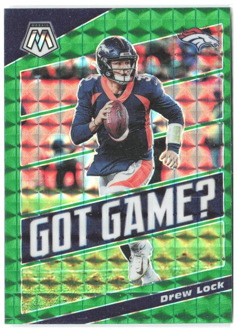 Drew Lock Panini Mosaic - Got Game? Prizm Green GG20 2020 Denver Broncos