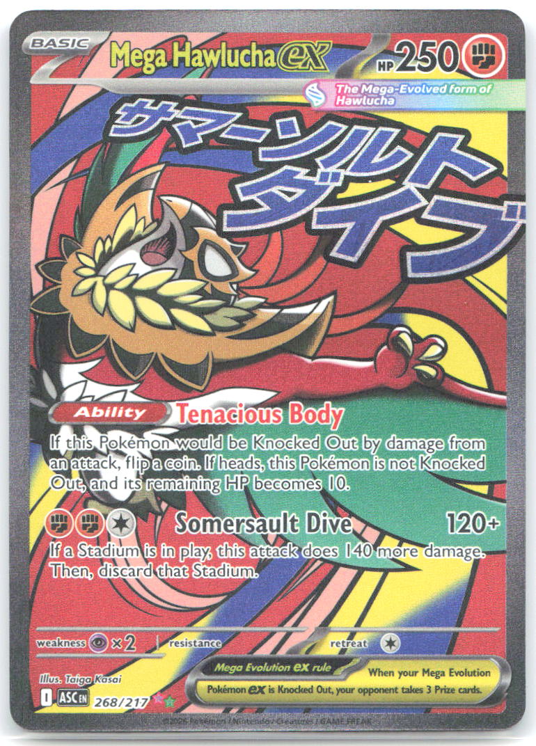 Mega Hawlucha ex Holo Mega Attack Rare ME Ascended Heroes 268/217 NM Taiga Kasai