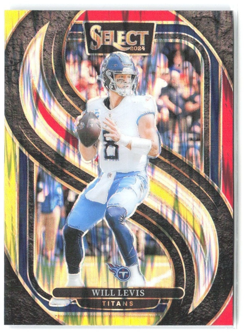 Will Levis Panini Select - Red & Yellow Prizm Shock 200 2024 Tennessee Titans