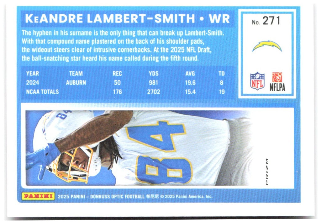 KeAndre Lambert-Smith Donruss - Optic Rated Rookies Pink 367 2025 Chargers
