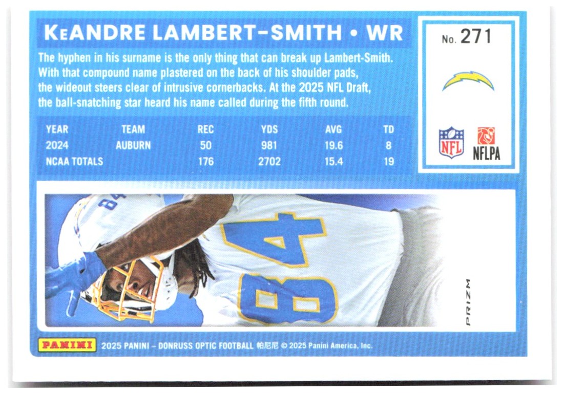 KeAndre Lambert-Smith Donruss - Optic Rated Rookies Pink 367 2025 Chargers