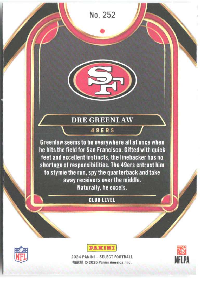 Dre Greenlaw Panini Select 252 2024 San Francisco 49ers