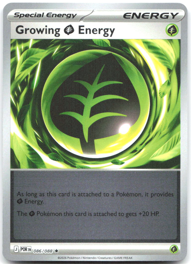 Growing Grass Energy Reverse Holo Rare ME03 Perfect Order 086/088 NM