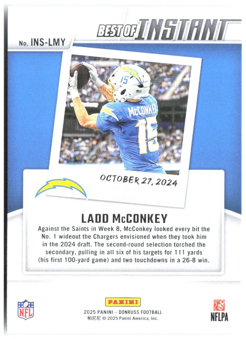 Ladd McConkey Donruss - Best of Instant INS-LMY 2025 Los Angeles Chargers