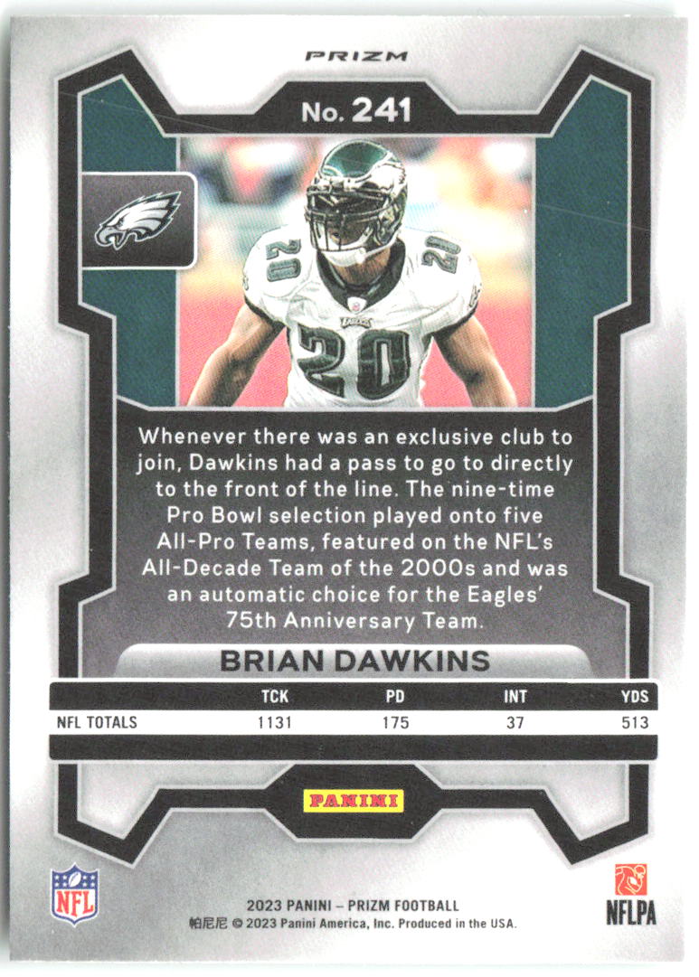 Brian Dawkins Panini Prizm - Neon Green Pulsar 241 2023 Philadelphia Eagles