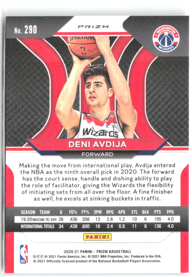 Deni Avdija Panini Prizm - Purple Wave Prizms 290 2020-21 Washington Wizards