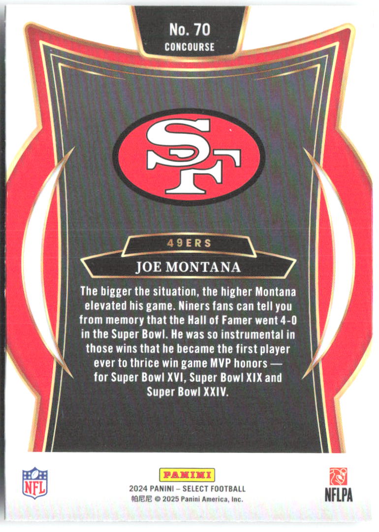 Joe Montana Panini Select 70 2024 San Francisco 49ers