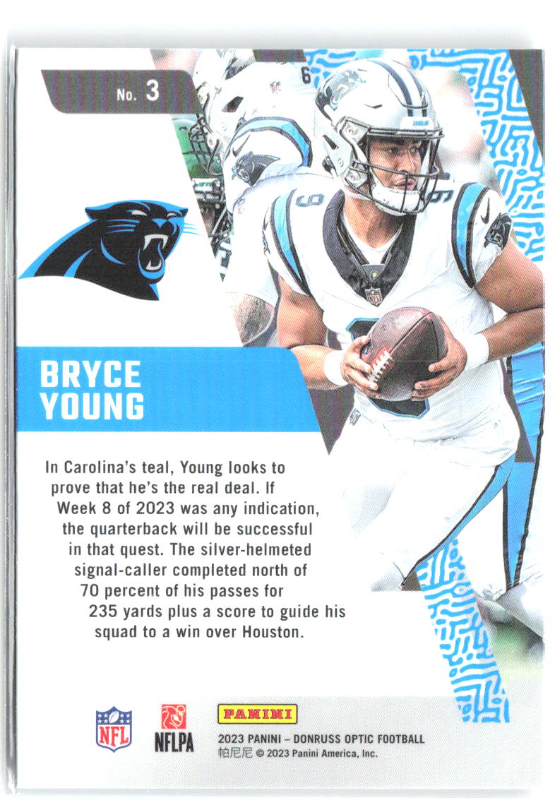 Bryce Young Donruss Optic - Primary Colors 3 2023 Carolina Panthers