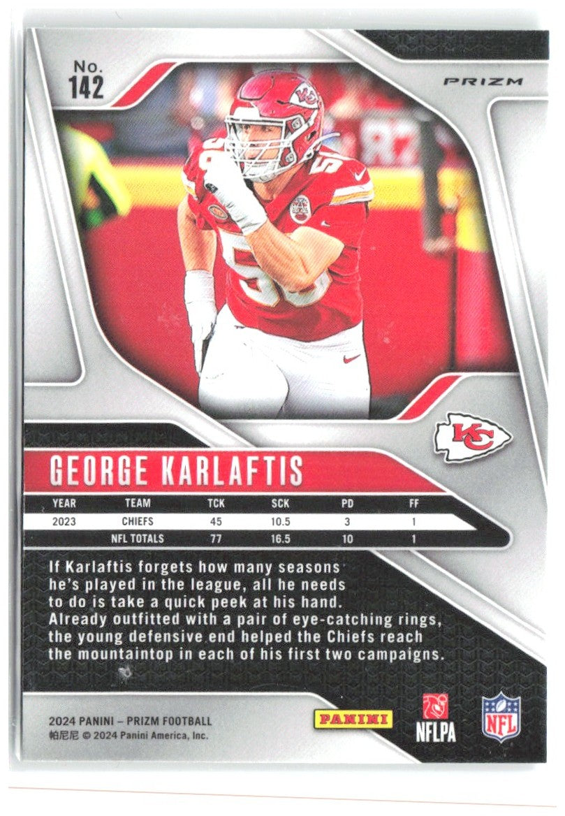 George Karlaftis Panini Prizm - Green 142 2024 Kansas City Chiefs