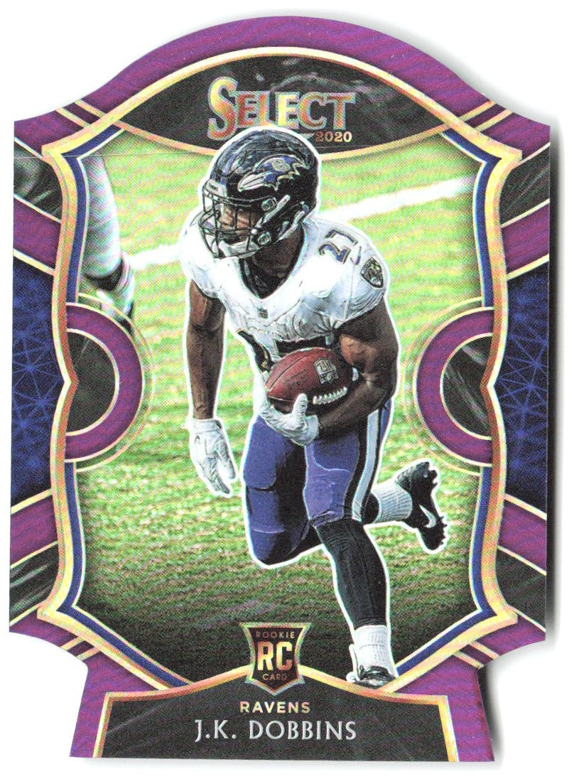 J.K. Dobbins Panini Select - Purple Prizm Die Cut 52 2020 Baltimore Ravens