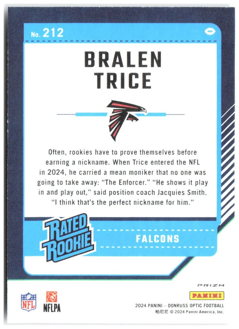 Bralen Trice Donruss Optic - Purple Shock 212 2024 Atlanta Falcons